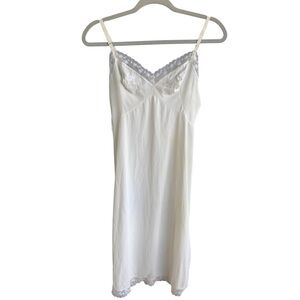 Vintage 60s 70s Nightgown Slip Dress Kayser Cream White Lace Size Small 34